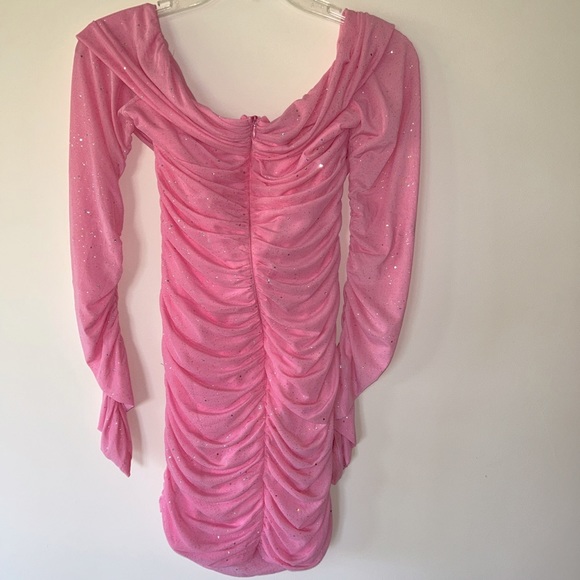 Shein pink silver glitter, toile bodycon mini dress, Barbiecore, size M, EUC - Picture 2 of 4